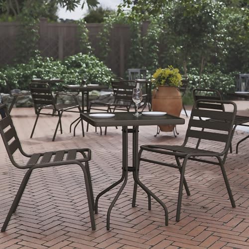 Flash Furniture Barker 23.5'' Square Indoor/Outdoor Tempered Glass Metal Frame Side Table, Bronze - color: Clear Top/Bronze Frame, size: 23.5" Square