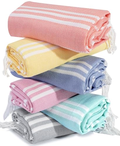 6 Packs Oversized Turkish Beach Towels Set Vacation Essentials Bulk Extra Large Sand Free Quick Dry Clearance Swim Bath Camping Pool Towel Travel Blanket Adult Cruise Accessories Vacation Stuff - color: Tw Multicolors Pink, size: 72 X 36 Inch