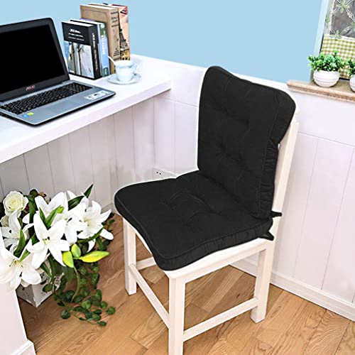 Furlide Chair Cushion with Ties 18 x 18 Inch Indoor Outdoor Cushions for Dining Chairs Set of 2, Square Black - color: Black