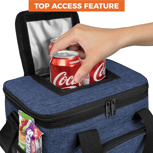 OPUX Soft Cooler Bag, Insulated Collapsible Lunch Cooler Tote for Men Work Camping Beach Travel, Portable Soft Sided Leakproof Waterproof Large Lunch Bag Box with Shoulder Strap 24 Cans, Heather Navy - color: Heather Navy, size: 24 Cans