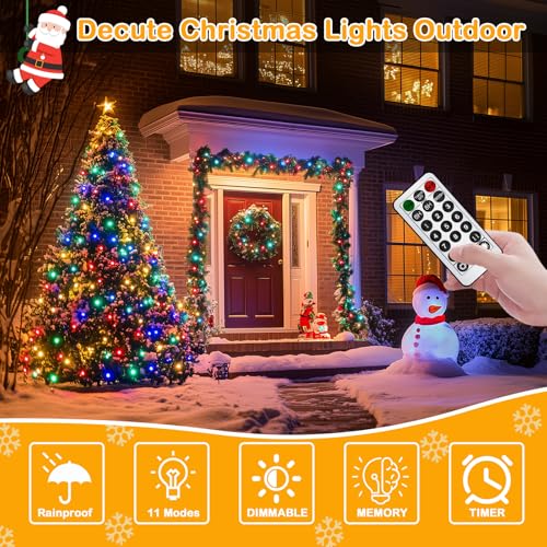 Decute 500LED Christmas Tree Lights Fairy String Light 164FT Green Copper Wire Warm White and Multicolor Dimmable with Remote, UL Cerficated Twinkle Light for Party Wedding Indoor Outdoor Decor - color: Warm White + Multicolor, size: 500LED