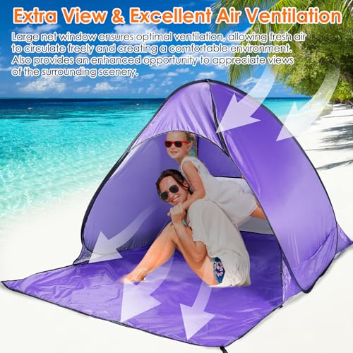 Pop Up Beach Tent, Anti UV Automatic Sun Shelter Umbrella, Portable Sun Shade Shelter for 2-3 People, Outdoor Instant Pop Up Beach Shade Tent with Carrying Bag