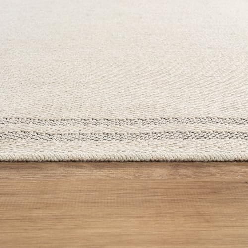 Luul Home Easy Jute Rugs 4x6 Bordered Bone Color Living Room Indoor Outdoor Area Rug for Patio and Kitchen Rug High Traffic Washable Easy to Clean Solid Boho Woven Design Outside Carpet (4 x 6) - color: Bordered/Bone Black, size: 4' x 6' (Rectangular)