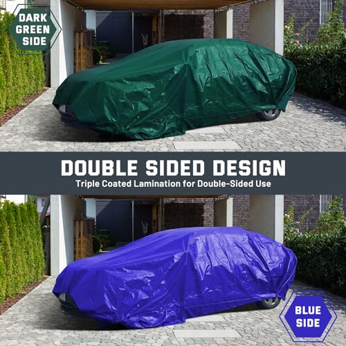 Kesfitt 16 Mil Heavy Duty Waterproof Tarp with Metal Grommets, Dark Green & Blue Reversible Poly Tarp, 8x16 ft, for Outdoor Protection, Yard, Garden, Farm, Camping & Equipment Coverage - color: 16mil-green/Blue, size: 8x16 ft
