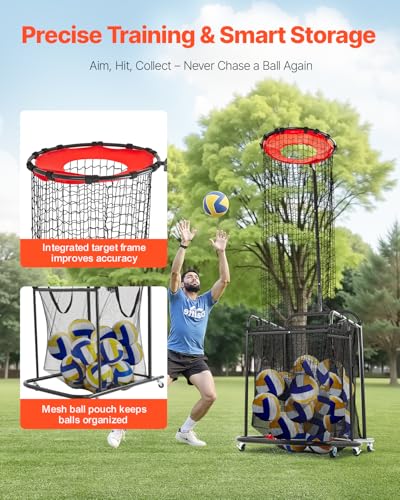 VEVOR Volleyball Training Net System,8 * 11/12 * 11ft/Pitching Practice/Spiking Practice/14 Net,Portable Net Station, Easy Setup Indoor Outdoor Target Net for Serving Spiking Setting - style: Spiking Practice
