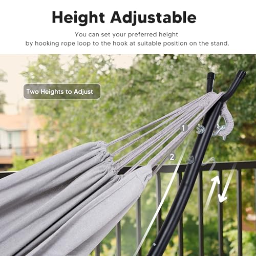 SUNCREAT Stand Alone Hammocks for Outside, 2 Person Self Standing Hammock, Light Gray - color: Light Gray