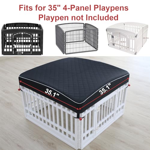 Dog Pen Cover Dog Playpen Cover for Pets,Provide Shade and Security for Indoor Outdoor Dog Pen,Pet Playpen Cover Fits 35 inch Playpen 4-Panels (Playpen Not Included!!!) - color: 36 inch 4 panel black