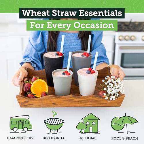 Grow Forward Premium Wheat Straw Cups - 13 & 20 oz Unbreakable BPA Free Hard Plastic Cups - Reusable Lightweight Plastic Drinking Glasses for Kitchen, Outdoor, Water, Camping, RV - Moonlight - color: Moonlight, size: 13/20oz