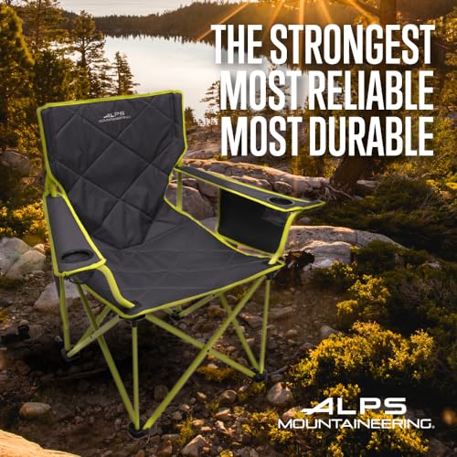 ALPS Mountaineering King Kong Camping Chairs for Adults with Mesh Cup Holders and Pockets, Built Durable and Reliable with Compact Foldable Steel Frame - color: Charcoal/Citrus - New