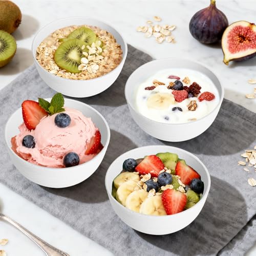 Wheat Straw Small Bowls 10 OZ, Unbreakable Dessert Bowls Set of 6, Microwave & Dishwasher Safe Bowl for Kitchen, Mini Reusable Plastic Bowl for Indoor Outdoor, White - color: White, size: 10 Oz