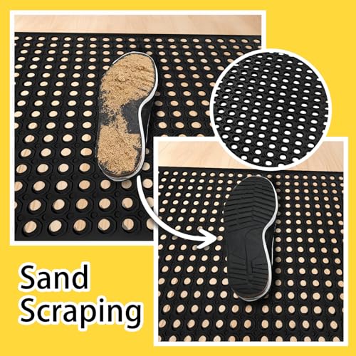 Nexboraque Large Rubber Mat Heavy Duty Drainage Mat 59" x 35" Anti-Fatigue Floor Mat for Kitchens Garage Garden Restaurants Workshops Indoor Outdoor - size: 59"L x 35"W x 0.4"Th