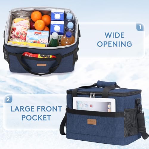 Lifewit Cooler Bag 30/50/60 Cans Collapsible and Insulated Large Lunch Bag Leakproof Soft Cooler Portable Tote for Camping/BBQ/Family Outdoor Activities - color: Dark Blue, size: 30-Can(20L)