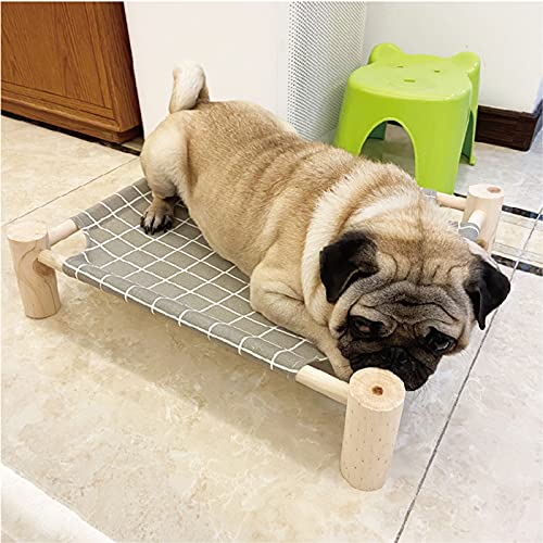 Pozico Elevated Cat Bed for Small Dogs & Cats – Raised Pet Hammock Bed, Wooden Frame Indoor Outdoor Dog Cot, Breathable Mesh Puppy Bed, Portable Cat Lounger – Grey Grid - color: Grey Grid