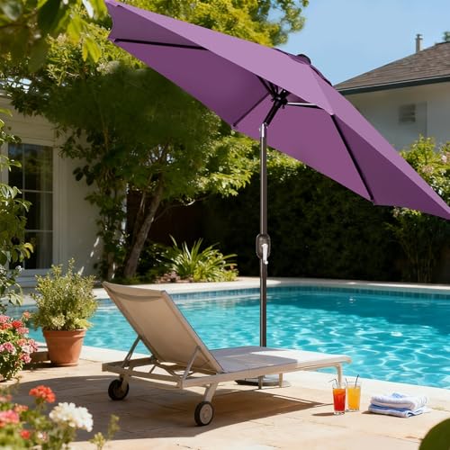 Blissun 7.5 ft Patio Umbrella, Yard Umbrella, Outdoor Market Umbrella with Push Button Tilt Crank, Lilac - color: Lilac