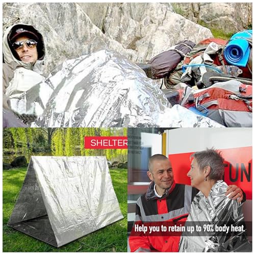 Emergency Rescue Blanket Set of 8, Outdoor Survival Blanket Waterproof, Windproof, Warm, Sunscreen Lightweight and Portable Suitable for First Aid Bags and Outdoor Camping, Golden, 8pcs - color: Golden 8pcs