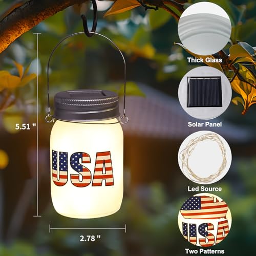 Solar Lanterns Outdoor Waterproof Tabletop - The USA Flag Outdoor Waterproof Hanging Solar Lights Glass Jar for Garden,Patio,Pathway & Yard Decor 2 Pack - style: Garden
