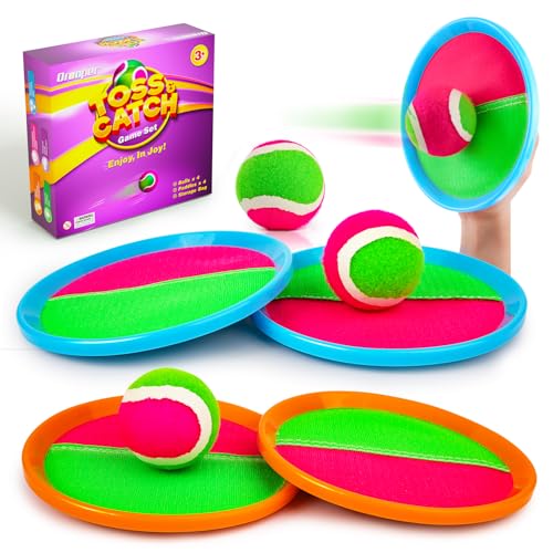 Toss and Catch Ball Game Set - Outdoor & Indoor Sports Toys for Kids - Outside Games for Yard, Lawn, Camping, Beach, Pool - Classic Sticky Paddle Ball Toy for 3 4 5 6 7 8-12 Year Old Boys Girls Gifts - color: Blue Orange