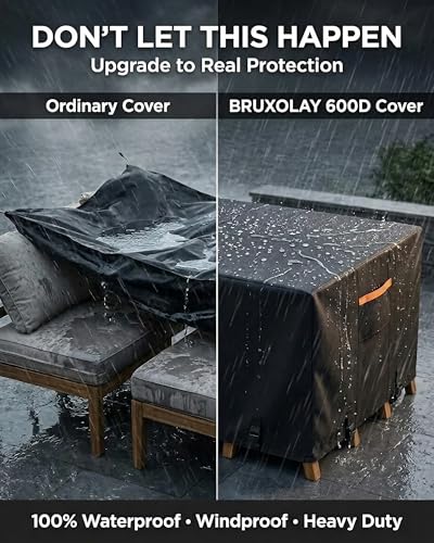 Outdoor Patio Furniture Cover Rectangular, Heavy Duty 600D Waterproof Cover for Table & Chair Set, Windproof,UV Resistant, All-Season Protection for Backyard,Deck & Garden,126" L x 74" W x 28" H,Black - color: Rectangle Cover-Black, size: 126 x 74 x 28 in