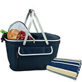 Picnic at Ascot Original Large Insulated Collapsible Basket Cooler with Water resistant Picnic Blanket
