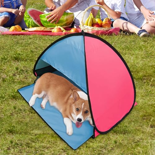 Head Sun Shelter Tent, PopUp Beach Shade Sun Protection Face, Pet Beach Tent, Instant Protection Canopy, Windproof Waterproof Small Breathable Portable for Camping - color: Red and blue