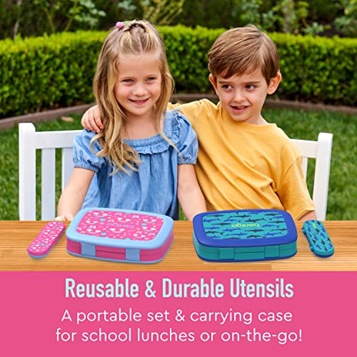 Bentgo Kids Utensil Set - Reusable Plastic Fork, Spoon & Storage Case BPA-Free Materials, Easy-Grip Handles, Dishwasher Safe Ideal for School Lunch, Travel, Outdoors (Rainbows and Butterflies) - color: Rainbows and Butterflies
