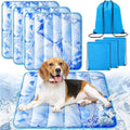 Chunful 4 Pack Dog Cooling Mat Water Injection Pet Cooling Mat for Dogs Cats with Storage Bags Washable and Foldable Pet Pad Summer for Small Medium Large Breeds of Doggy Bed Sofa Floor Car Seat(L) - size: L