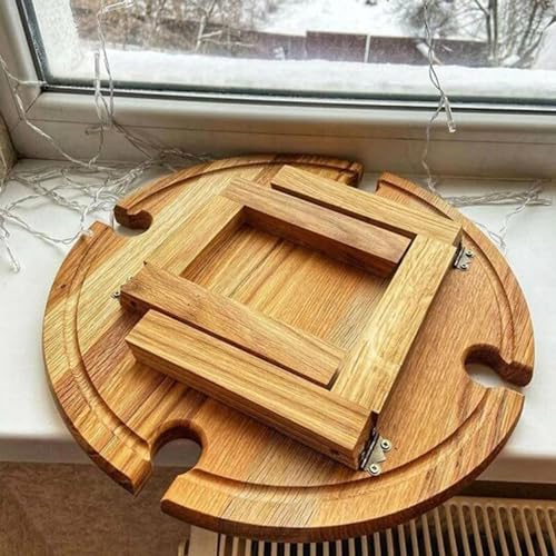 Portable Wooden Picnic Table with Wine Glass Holder - Foldable 2-in-1 Outdoor Snack Tray for Cheese & Fruit, Collapsible Camping Table with Integrated Glass Rack - color: A