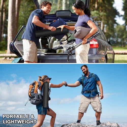 2 Pack Portable Camping Table, Ultralight Picnic Table Foldable with 2 Cup Holders and Carrying Bag for Outdoor Camping Picnic BBQ Beach Party Patio Fishing, Steel Frame, High-Grade 600D Oxford Fabric - color: Black, size: 2 Pack