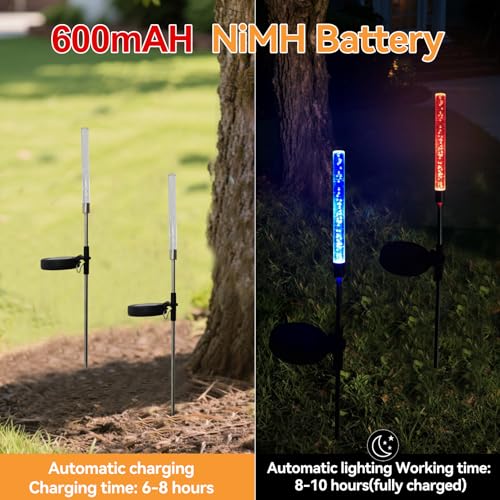 2PCS Solar Bubble Stake Lights Outdoor, Color Changing LED Bubble Pathway Light with Stake Easy Install for Garden Yard, Patio, Walkway, Landscape Decor