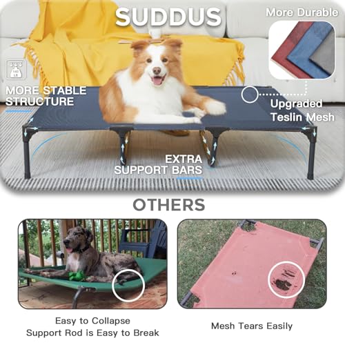 suddus Elevated Dogs Bed Waterproof Outdoor, Portable Raised Dog Bed, Dog Beds Off the Floor, Dogs Bed Easy Clean Indoor or Outdoor Use, X-Large, Blue - color: Blue, size: XL (48"L x 36"W x 9"H)