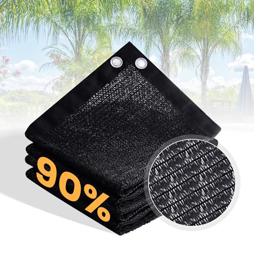 VICLLAX 90% Black Garden Shade Fabric Sun Shade Greenhouse Netting Outdoor Mesh Shade Cloth with Grommets for for Greenhouse, Lawn, and Outdoor Use, 3×10 FT - color: 90% Shading Black, size: 0 3' X 1 0'