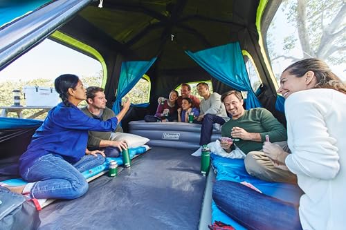 Coleman 4/6/8/10 Person Instant Camping Tent with 1-Minute Setup, Large Family Tent with Pre-Attached Poles, Air Vent, & Carry Bag, Sets Up in About 60 Seconds - size: Pfas-free, style: 10-person Dark Room