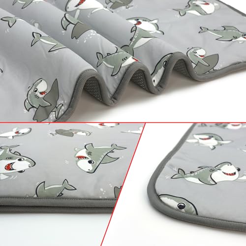 NACOCO Summer Pet Cooling Mat - Cat Dog Cushion Pad Sleeping Cool Sharks Comfortable Soft for Pets Kids and Adults (Grey Shark, S) - color: Grey Shark, size: S: 15.5'' x 19.5''