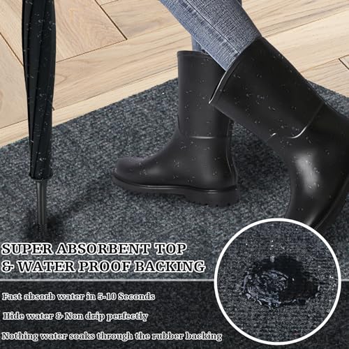 Doormats, Thin Indoor Door Mat 36''x 24'', Low Profile Non Slip Outdoor Doormats, Dirt Trapper and Absorbent, Welcome Matts for Muddy Wet Shoes and Paws - color: Grey, size: 2' x 3' (Rectangular)