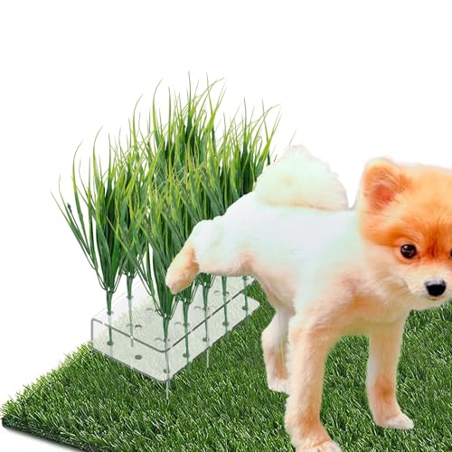 6 PCS Fake Grass Plants Pee Post for Outdoor, Reusable Washable Artificial Grass for Dogs to Pee on, Guides and Trains Dogs to Urinate, with Acrylic Plate and Ground Nails for Fixing