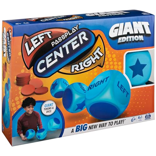 Spin Master Games, Left Center Right Giant Edition, Family Game for Indoor & Outdoor Fun with Big Oversized Board, for Family and Kids, 2-4 Players, Ages 6 & Up - style: Giant Left Center Right
