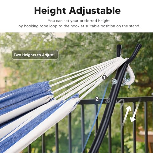 SUNCREAT Backyard Hammock with Frame, Hammock Frames for Outside, 475 lbs Capacity, Blue & White Stripes - color: Blue White