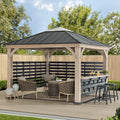 Sunjoy 11 x 11 ft. Hardtop Gazebo Cedar Wood Framed Hot Tub Gazebo with Steel and Polycarbonate Hardtop and bar Shelf, Matte Black by SummerCove - style: Gazebo w/Bar Shelf