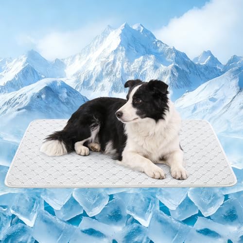 Dog Cooling Mat - Instant 6-12°F Drop, Cooling Mat for Pets Q-MAX >0.5 & Machine Washable, Anti-Slip Bottom, Cool Relief Bed for Dogs & Cats Light Gray 42" x 28" - color: Light Gray, size: XL (42" x 28")