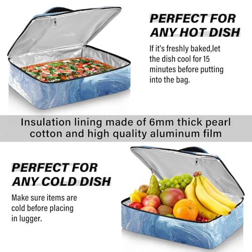 Casserole Carriers for Hot or Cold Food Reusable Casserole Dish Carrier Insulated Thermal Large Capacity Durable Perfect for Party Camping Family Gatherings Yellow Fish - color: Blue Swirling Fluid