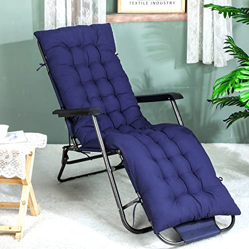 67 x 19 Inch Chaise Lounge Cushions Soft Lounge Chair Cushion Gravity Chair Cushion Sofa Lawn Furniture Cushion Pad with 6 Tie for Outdoor Indoor Patio Home Without Headrest (Navy Blue,2 Pcs) - color: Navy Blue