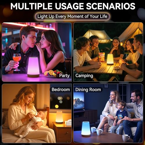 Auxmir Rechargeable LED Night Light, Touch & Remote Control Bedside Lamp with 13 Colors, 5 Brightness Levels, Portable Table Lamp for Kids Baby Nursery, Bedroom, Bathroom, Camping, Dark Brown - color: Dark Brown