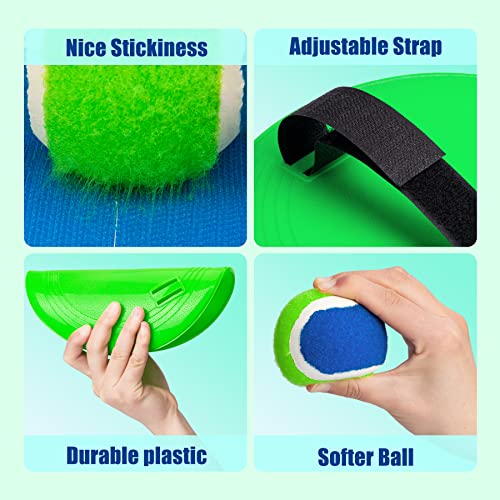 Toss and Catch Ball Game Set, Sticky Ball Paddle Catch Game for Kids, Summer Outdoor Backyard Beach Pool Yard Toy Gift for Boys Girls Ages 3-12 - color: Blue Green, size: 2 Paddles 2 Balls