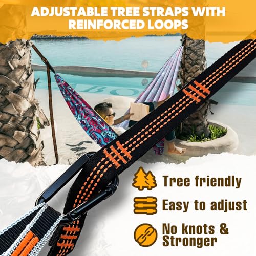 NATUREFUN Ultra-Light Travel Camping Hammock | 300kg Load Capacity,Breathable,Quick-Drying | 2 x Premium Carabiners,2 x Nylon Slings Included | Outdoor Indoor Garden - color: Vintage Court, size: 275x140cm