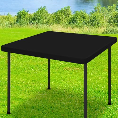 Moosfor Spandex Square Table Cloth, Elastic Fitted Tablecloths for Picnic, Stretch Washable Patio Table Cover for Outdoor, Camping, Banquet and Parties (Black, 24"x24") - color: Black, size: 24" x 24" (Square)