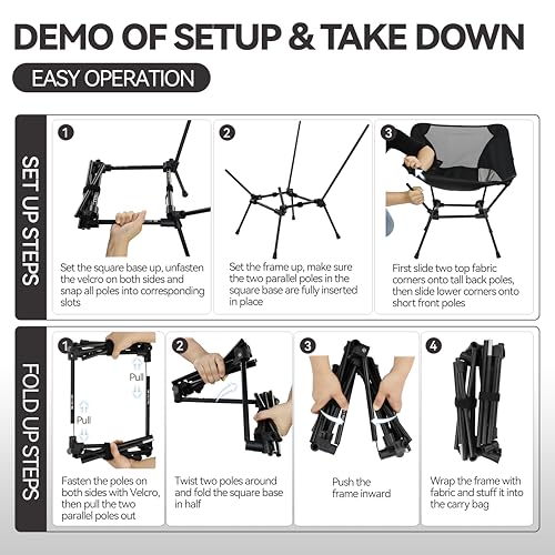 MARCHWAY Ultralight Folding Camping Chair, Heavy Duty Portable Compact for Outdoor Camp, Travel, Beach, Picnic, Festival, Hiking, Lightweight Backpacking (Black) - color: Black
