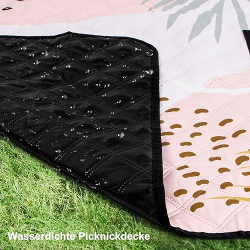 Picnic Blankets,79''x79'' Extra Large Sandproof Waterproof Beach Blanket,Foldable Portable 3-Layer Polyester Outdoor Picnic Blanket for Grass Lawn,Beach,Family Camping,Park,Travel-Tropical Leaves - color: Tropical Leaves