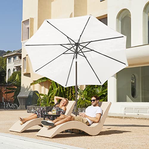 JEAREY 9FT Outdoor Patio Umbrella Outdoor Table Umbrella with Push Button Tilt and Crank, Market Umbrella 8 Sturdy Ribs UV Protection Waterproof for Garden, Deck, Backyard, Pool (Creamy-white) - color: Creamy-white
