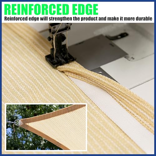 ShadeMart 12' x 16' Beige Sun Shade Sail Rectangle Canopy Fabric Cloth Screen, Water and Air Permeable & UV Resistant, Heavy Duty, Carport Patio Outdoor - (We Customize Size) SMSL - color: Beige, size: 1 2' x 1 6'