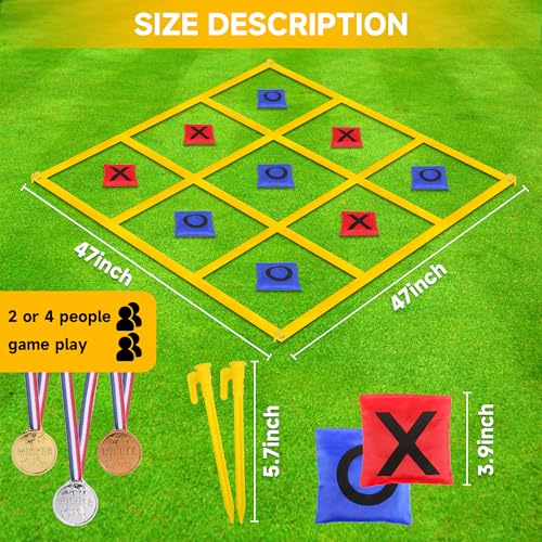 VANPET Outdoor Giant Tic Tac Toe Bean Bag Toss Games for Kids Adults Family, Large Outside Lawn Yard Backyard Carnival Field Day Game, Beach Picnic Camping Birthday Party Family Reunion Games